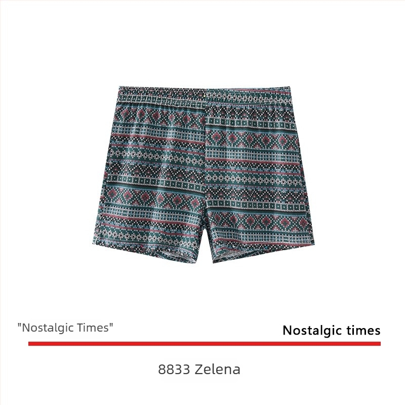 Nove muške bokserice od pamuka s retro otiskom, lagane kućne šorceve u retro stilu