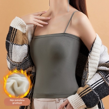 Nylon termalna vesta s ugrađenim grudnjakom, bez šavova, s kapuljačom, 201–250 g/m², velur obloga