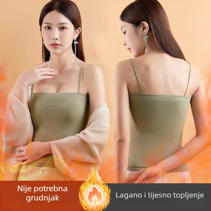Nylon termalna vesta s ugrađenim grudnjakom, bez šavova, s kapuljačom, 201–250 g/m², velur obloga