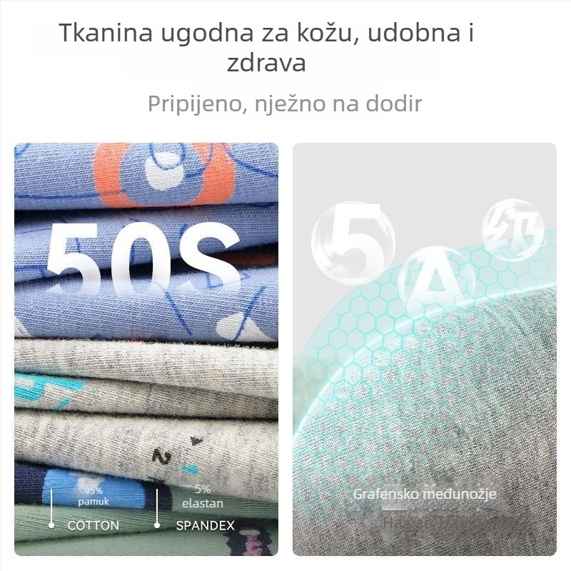 Boxeri za tinejdžere, dječake od pamuk–mješavine, moderan otisak, srednji pojas, bez šavova