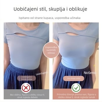 Bezšivna grudnjica s bočnim proširenjem od 6 cm i podizanjem od 4 cm, korejski stil za vizualno veći poprsje i vitkiji struk, oblikovanje leđa