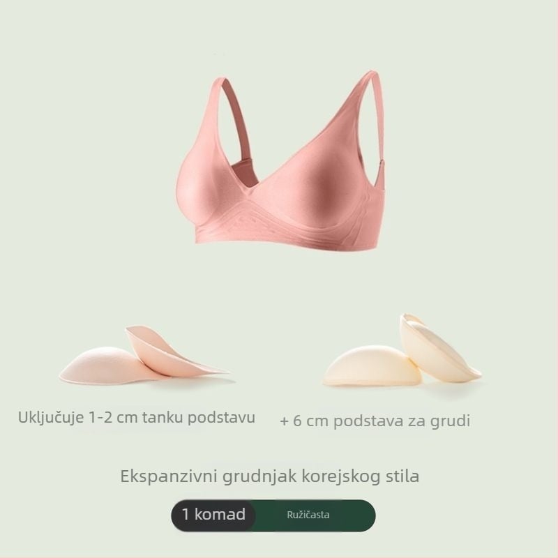 Bezšivna grudnjica s bočnim proširenjem od 6 cm i podizanjem od 4 cm, korejski stil za vizualno veći poprsje i vitkiji struk, oblikovanje leđa