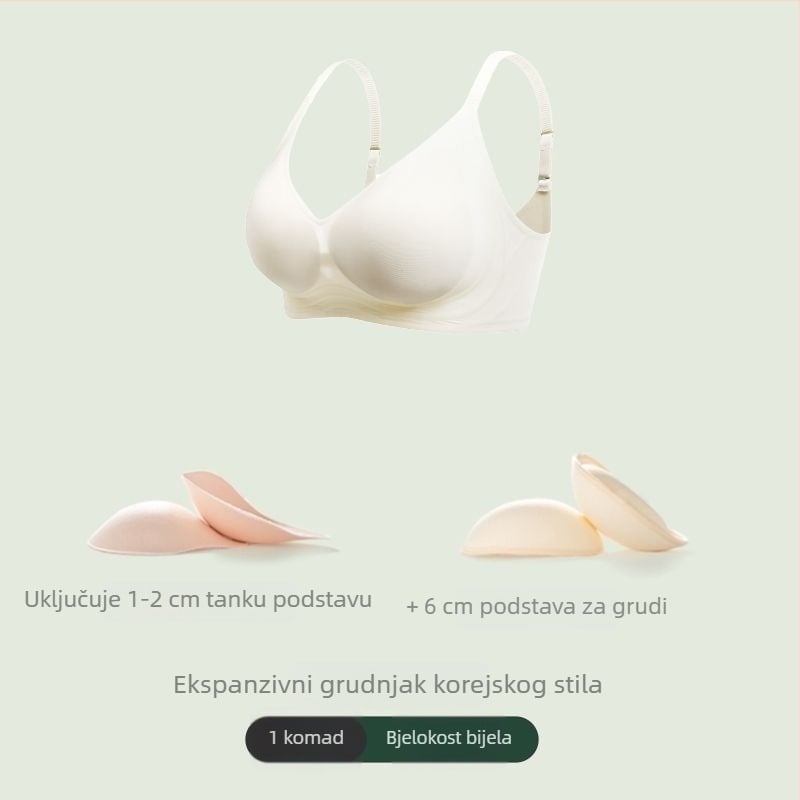 Bezšivna grudnjica s bočnim proširenjem od 6 cm i podizanjem od 4 cm, korejski stil za vizualno veći poprsje i vitkiji struk, oblikovanje leđa