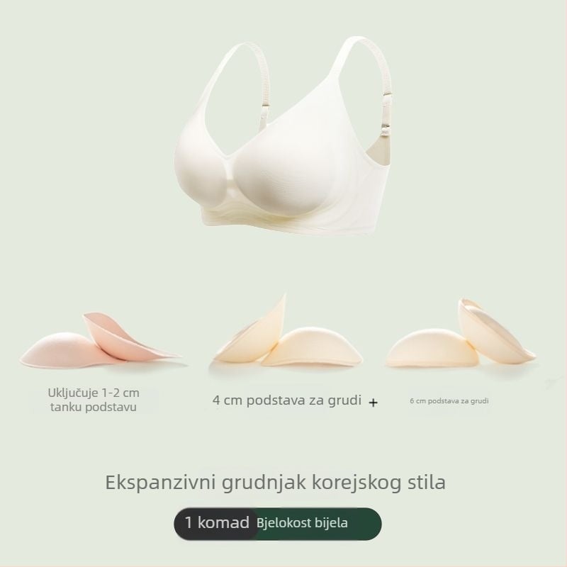 Bezšivna grudnjica s bočnim proširenjem od 6 cm i podizanjem od 4 cm, korejski stil za vizualno veći poprsje i vitkiji struk, oblikovanje leđa