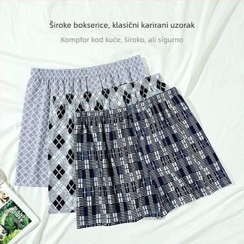 Slobodne muške pidžama hlače s kariranim uzorkom, prozračne, kućna odjeća, srednji pojas, plus veličina