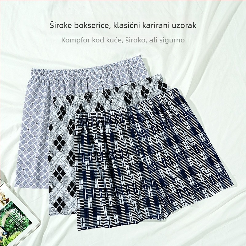Slobodne muške pidžama hlače s kariranim uzorkom, prozračne, kućna odjeća, srednji pojas, plus veličina