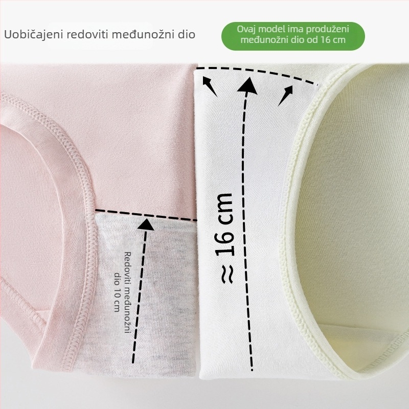 7A razred ženske gaćice od 100% pamuka, antibakterijske, s pamukom podlogom, uzorak s slovima, srednji struk, plus veličina