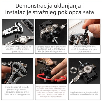 Set alata za otvaranje stražnjeg poklopca sata, veliki trozupasti ključ, metal, Hongpai (5-dijelni set, kućna upotreba)