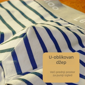 Muške prugaste pamučne bokserice – pleteni materijal, srednji pojas, 100% pamuk, ljetno nošenje