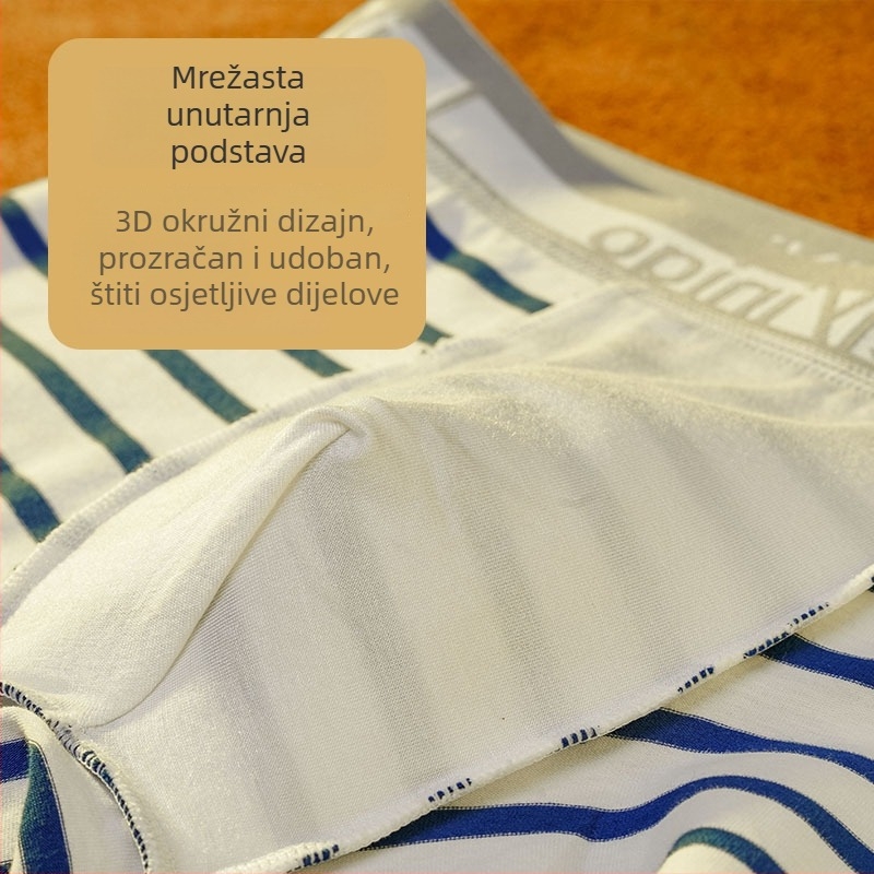 Muške prugaste pamučne bokserice – pleteni materijal, srednji pojas, 100% pamuk, ljetno nošenje