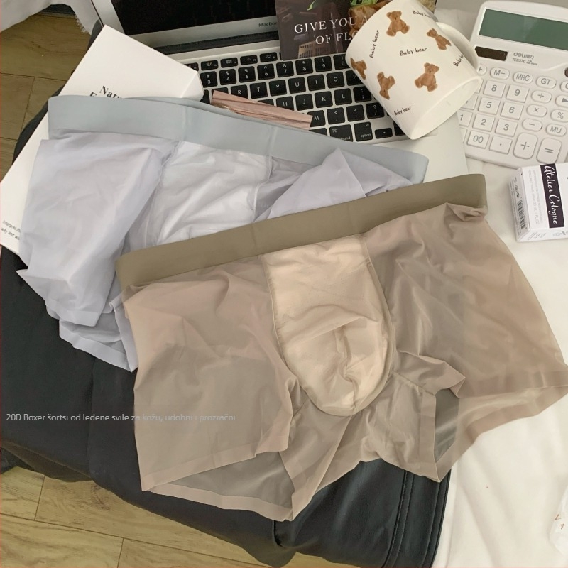 Muške bokserice od Ice Silk, prozračne i brzo sušeće, 3D honeycomb džep, pleteni najlon materijal