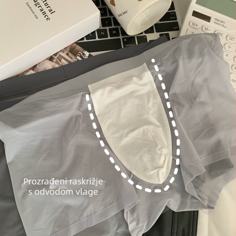 Muške bokserice od Ice Silk, prozračne i brzo sušeće, 3D honeycomb džep, pleteni najlon materijal