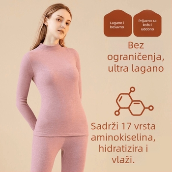 Unisex termalni komplet od kašmira i svile, s polu-visokom ovratnikom, flis podstava i debelim materijalom, gornji dio s dugim rukavima i hlače