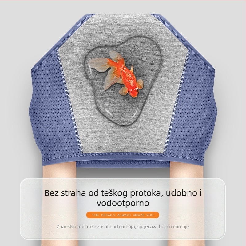 Menstrualne gaćice s Ice Silk tkaninom, zaštita od curenja, srednje visoki struk, pleteni stil; glavni materijal 92% najlon, podstava u području prepona 82.2% viskoz.