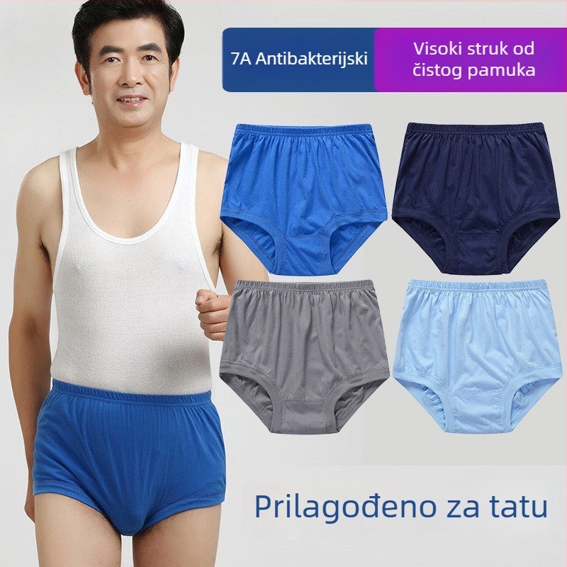 Muške gaćice visokog struka od 100% pamuka, prozračne