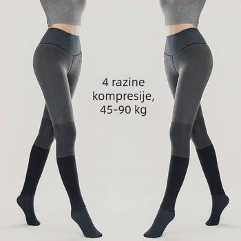 Ženske plus-size tajice s fleece podstavom i ribastim uzorkom, sive boje