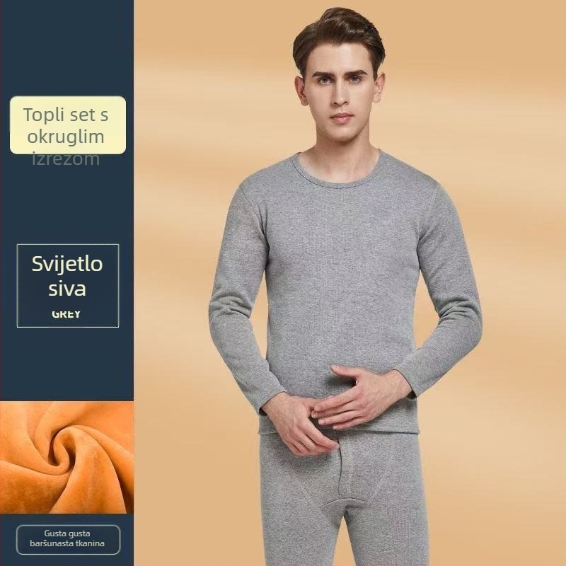 Muški termo komplet za jesen i zimu, s fleeceom i zlatim velurom, dvostruki sloj, gornji dio i hlače