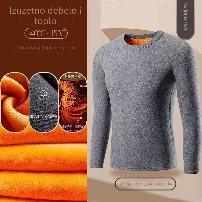Muški termo komplet za jesen i zimu, s fleeceom i zlatim velurom, dvostruki sloj, gornji dio i hlače