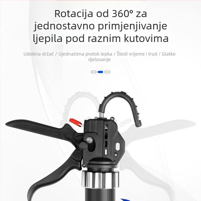 Pistolj ljepila za vrata, prozore i staklo – automatsko rezanje ljepila, ušteda napora, dugi hod, dvostruka primjena, protuklizno držalo
