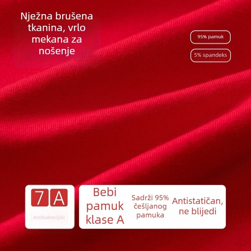 Crveni set termičkog donjeg rublja od čistog pamuka za muškarce i žene – gornji dio i hlače, topli bazni sloj