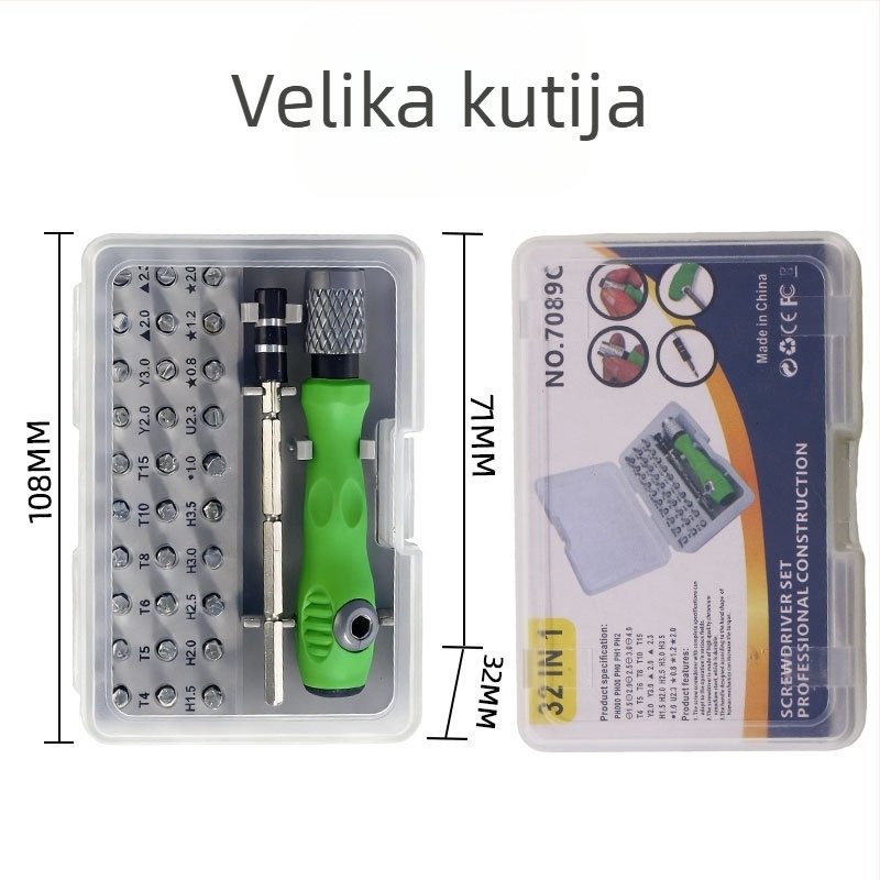 32-u-1 multifunkcionalni set odvijača za mobitel i računalo – 45# čelik, magnetni, 113 g