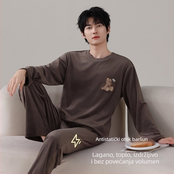 Muški pijama set Island Velvet, s kapuljom i crtani dizajn, 90-95% poliester, debela tkanina 251-300 g/m2, okrugli izrez, dugi rukavi