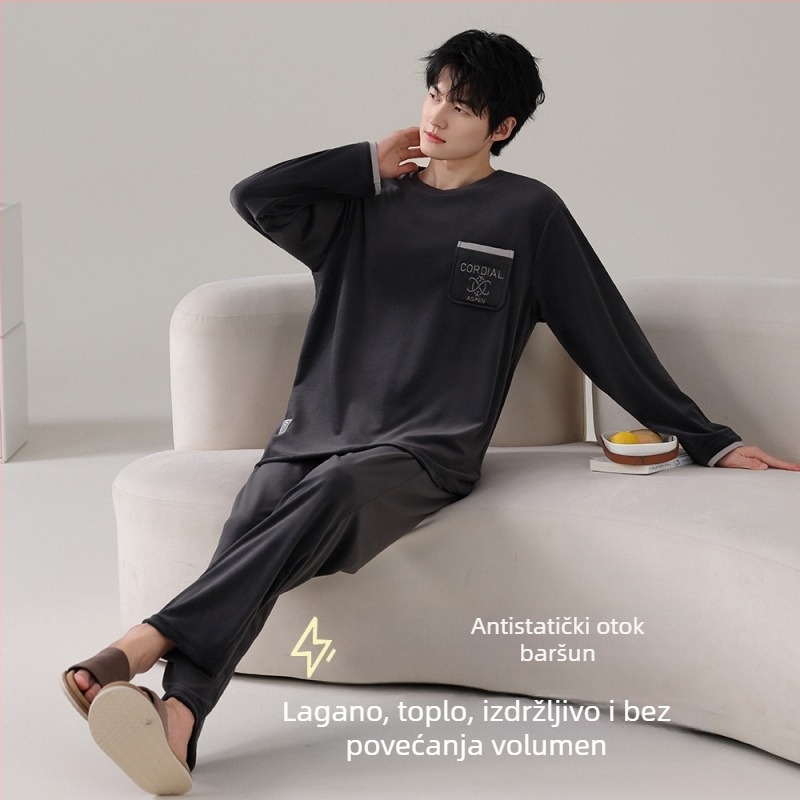 Muški pijama set Island Velvet, s kapuljom i crtani dizajn, 90-95% poliester, debela tkanina 251-300 g/m2, okrugli izrez, dugi rukavi
