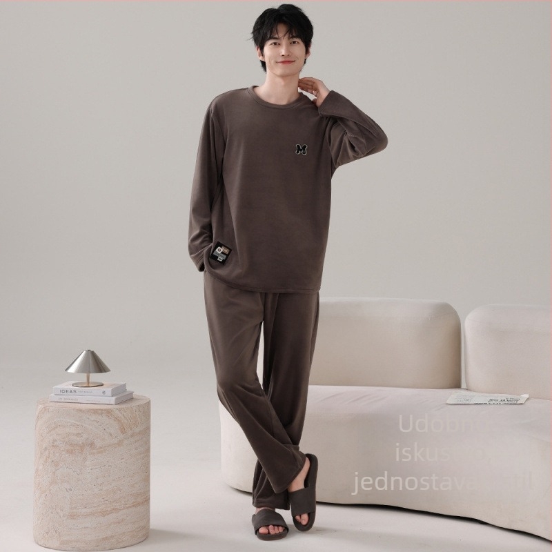 Muški pijama set Island Velvet, s kapuljom i crtani dizajn, 90-95% poliester, debela tkanina 251-300 g/m2, okrugli izrez, dugi rukavi