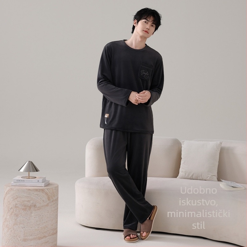 Muški pijama set Island Velvet, s kapuljom i crtani dizajn, 90-95% poliester, debela tkanina 251-300 g/m2, okrugli izrez, dugi rukavi