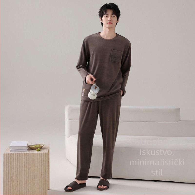 Muški pijama set Island Velvet, s kapuljom i crtani dizajn, 90-95% poliester, debela tkanina 251-300 g/m2, okrugli izrez, dugi rukavi