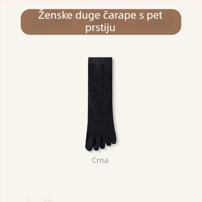 Ženske čarape s pet prstiju, srednje dužine do potkoljenice; pamuk–mješavina (64,4% pamuk, 32,7% poliester, 2,9% spandeks); antibakterijske, upijaju znoj, deodorirajuće, protiv trenja; pletene jednim ubodom