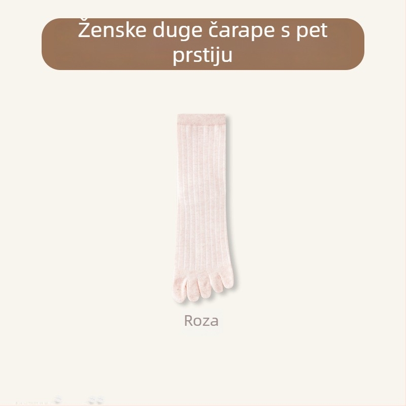 Ženske čarape s pet prstiju, srednje dužine do potkoljenice; pamuk–mješavina (64,4% pamuk, 32,7% poliester, 2,9% spandeks); antibakterijske, upijaju znoj, deodorirajuće, protiv trenja; pletene jednim ubodom