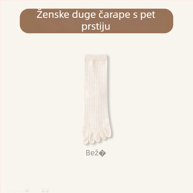 Ženske čarape s pet prstiju, srednje dužine do potkoljenice; pamuk–mješavina (64,4% pamuk, 32,7% poliester, 2,9% spandeks); antibakterijske, upijaju znoj, deodorirajuće, protiv trenja; pletene jednim ubodom