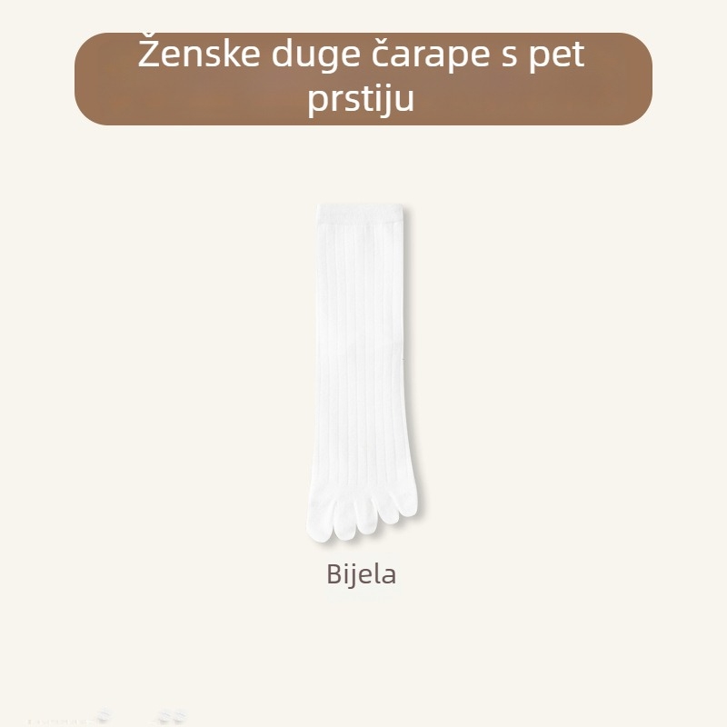 Ženske čarape s pet prstiju, srednje dužine do potkoljenice; pamuk–mješavina (64,4% pamuk, 32,7% poliester, 2,9% spandeks); antibakterijske, upijaju znoj, deodorirajuće, protiv trenja; pletene jednim ubodom
