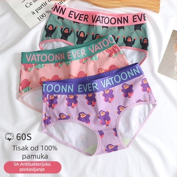 Ženske pamuk gaćice s otiskom, prozračne, srednje visoki struk, antibakterijska zaštita