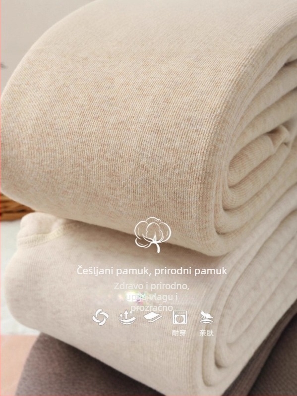 500 g češljani pamuk s flis podstavom, debeli ženski tajice za jesen-zimu, visoki struk, rebrasti uzorak, anti-piling