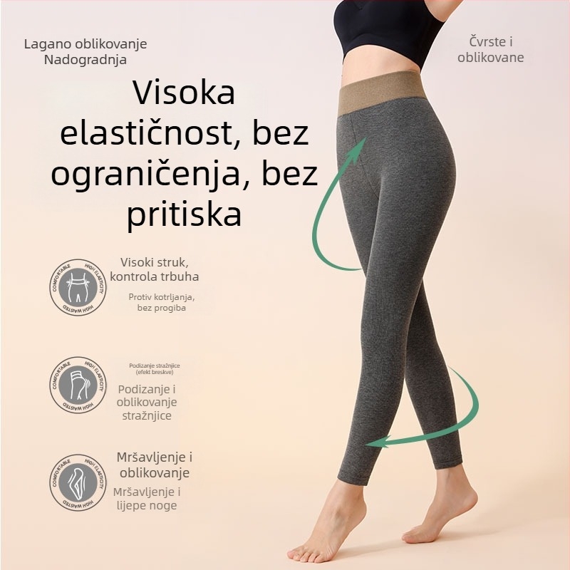 Ženske termo tajice s vertikalnim prugama, pamuk baza, flis unutrašnjost, debele i tople