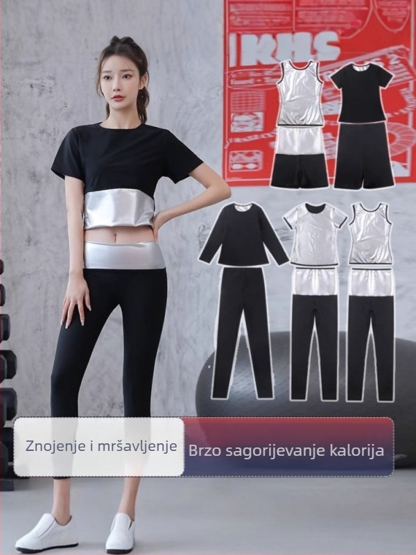 Ženske hlače za znojenje za mršavljenje, visokim strukom, kompresija trbuha, geometrijski uzorak, kratke trkačke hlače