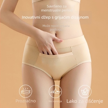 Pamukaste menstrualne gaćice s modalnom podstavom u području prepona, srednje visine struka, zaštita od curenja