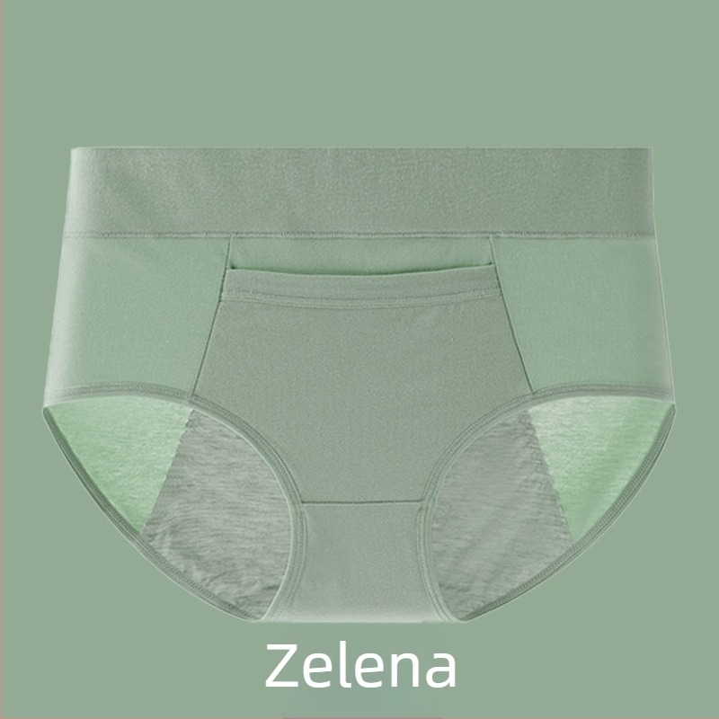 Pamukaste menstrualne gaćice s modalnom podstavom u području prepona, srednje visine struka, zaštita od curenja