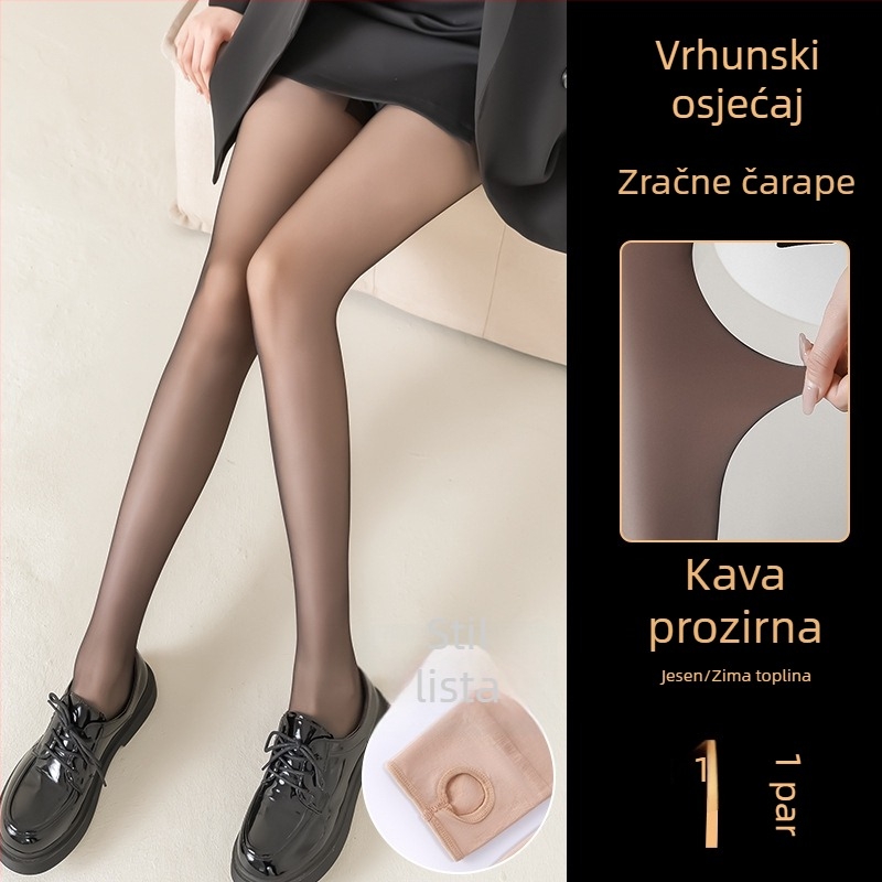 Ženske crne hulahopke s podstavom za jesen-zimu, neprozračne, tople, pune dužine