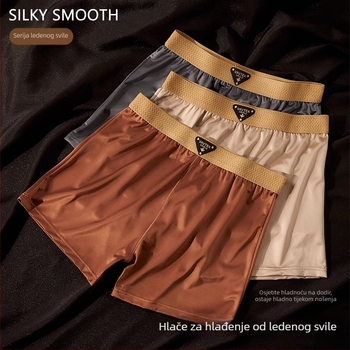 Muške bokserice od ice silk najlona, prozračne, srednji struk, jednobojne, podstava prepona poliester