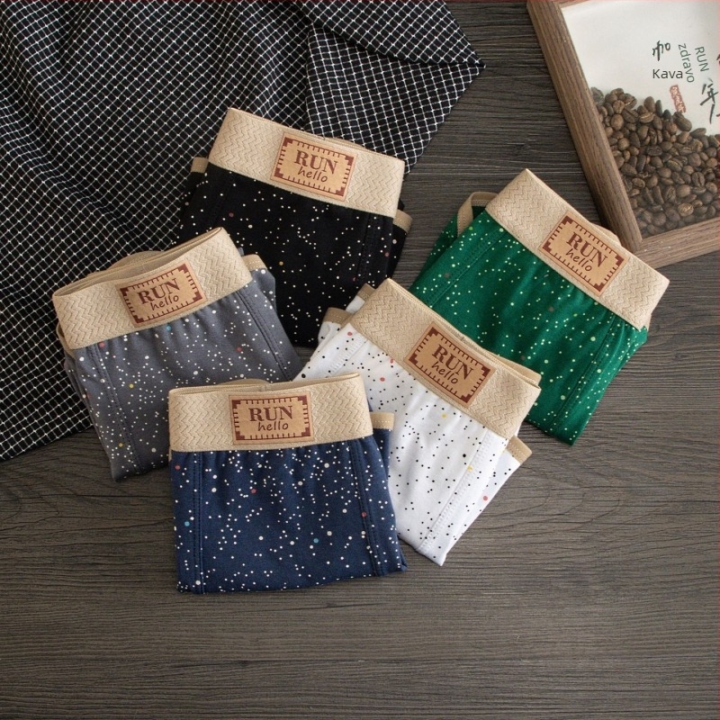 Muške pamučne gaćice, srednji pojas, slobodan kroj, prozračan, uzorak Zvjezdano nebo, tkana tkanina, 90–95% pamuka