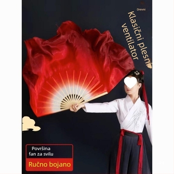 Plesni fan, imitacijska svila, Yangko stil, dvostrani, klasični plesni fan za kvadratni ples