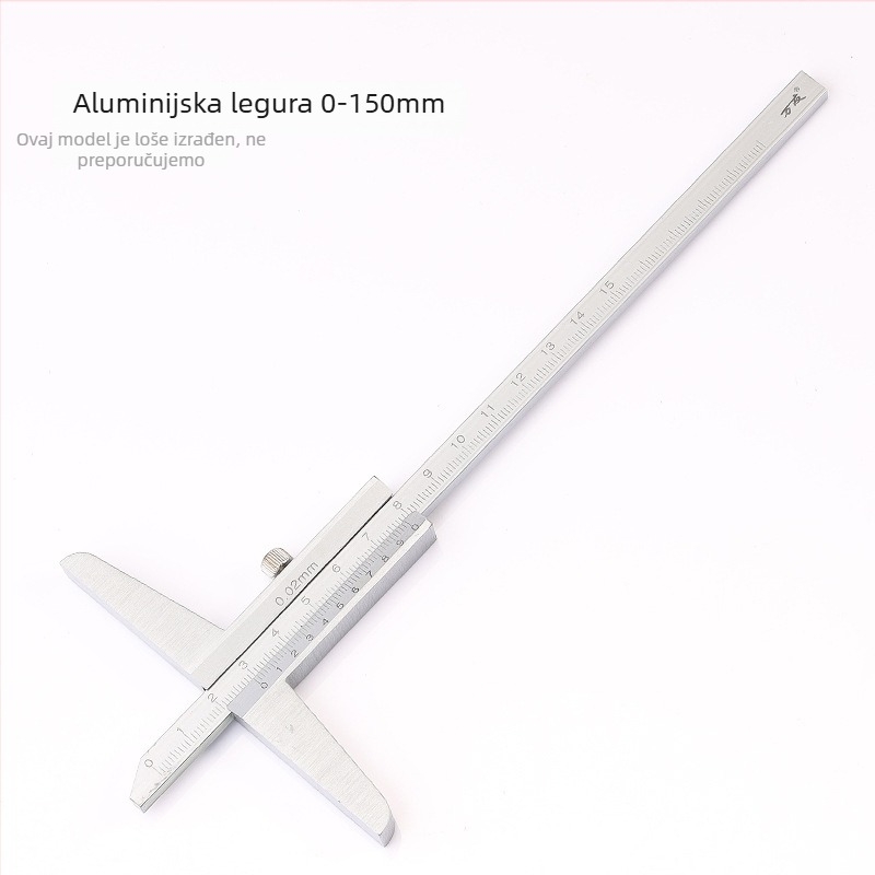 Dubinska vernier kaliper za mjerenje dubine, raspon 0-150/0-200/0-300/0-500 mm, visoka preciznost