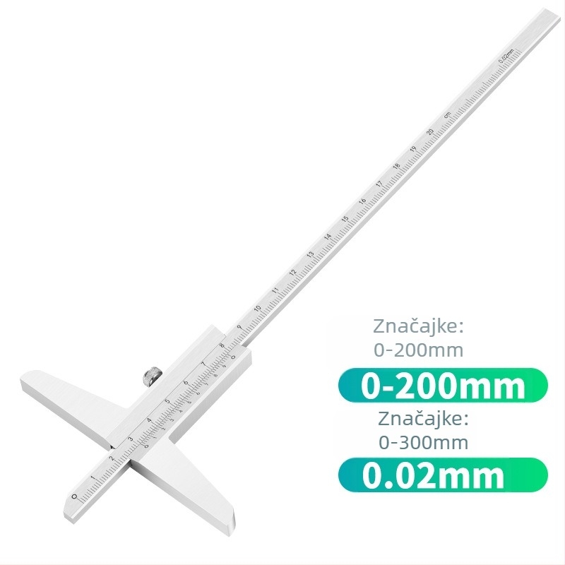 Dubinska vernier kaliper za mjerenje dubine, raspon 0-150/0-200/0-300/0-500 mm, visoka preciznost