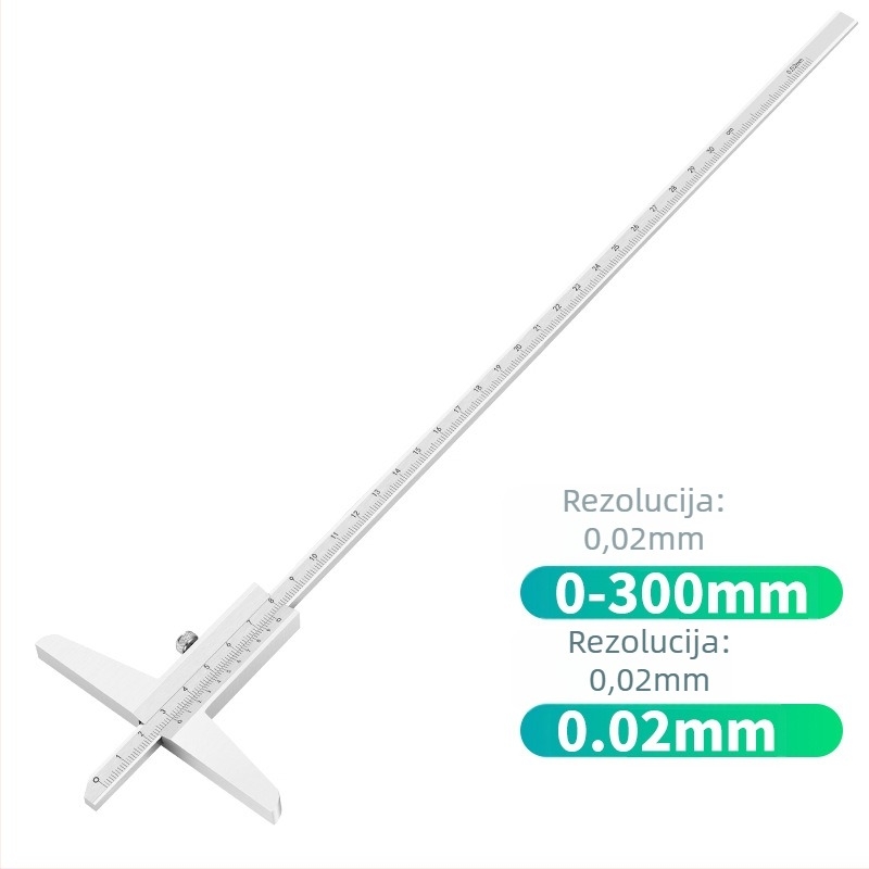 Dubinska vernier kaliper za mjerenje dubine, raspon 0-150/0-200/0-300/0-500 mm, visoka preciznost