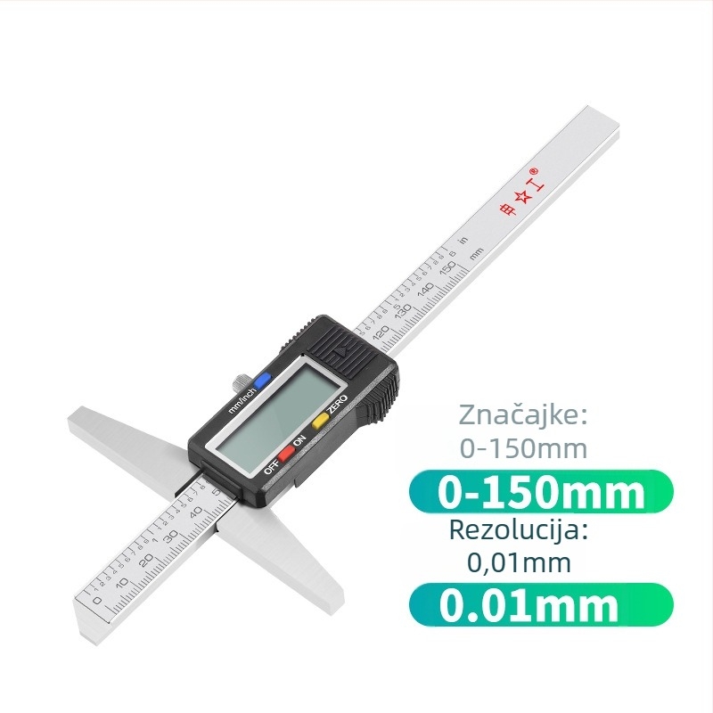 Dubinska vernier kaliper za mjerenje dubine, raspon 0-150/0-200/0-300/0-500 mm, visoka preciznost