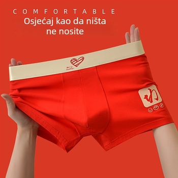 Muške gaćice od 100% pamuka, antibakterijske, crvene boje, srednje visine pojasa, prozračne, jednobojne bokserice