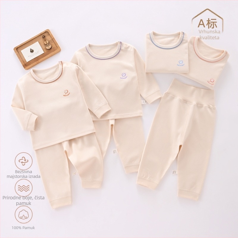 Dječji dvodijelni kućni set s visokim strukom, 100% pamuk, 200 g/m², jednoslojni, za djecu 1–3 godine